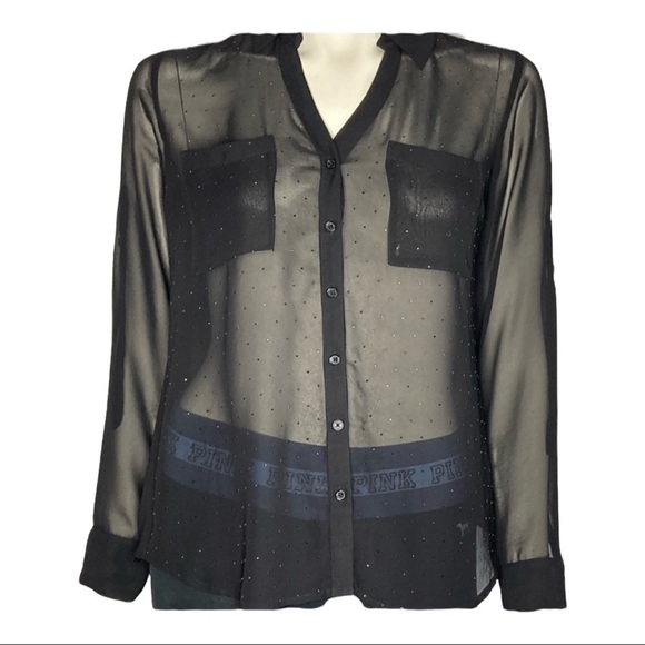 Express The Profindo Black Sheer Sz Small - Picture 1 of 6